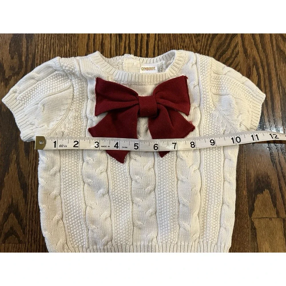 Gymboree Toddler Girls White Christmas Sweater Red Bow‎ 12-18 month Holiday